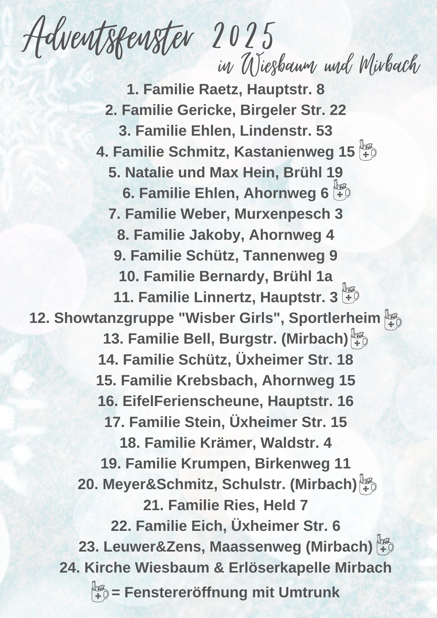 Adventsfenster In Wiesbaum Und Mirbach